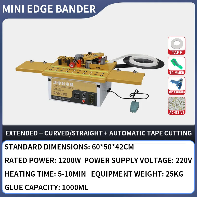 Woodworking Edge - DW-60 Mini Kantenaanlijmer, Kogellagermodel, Dubbel doel