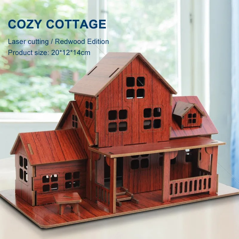 Woodworking Hobby - 3D Houten puzzelmodel GamesCozy Cottage DIY
