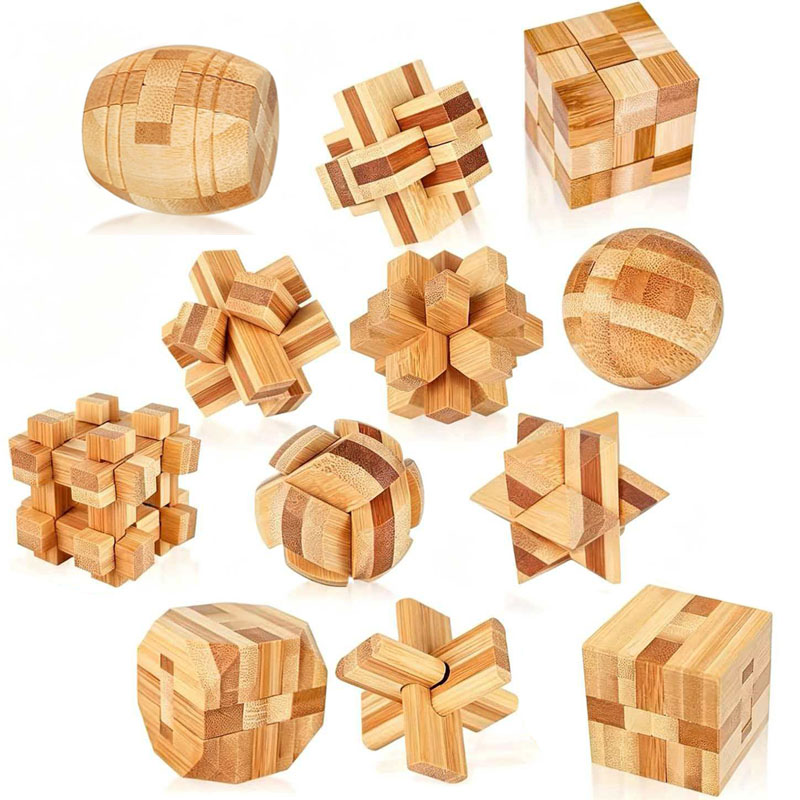 Woodworking Hobby - NIEUWE 4,5CM Lu Ban Slotpuzzel Bamboe