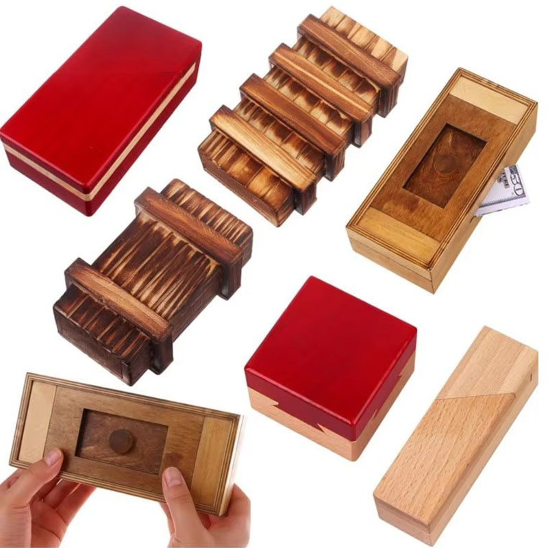 Woodworking Hobby - Houten puzzeldoos met geheim verborgen compartiment,