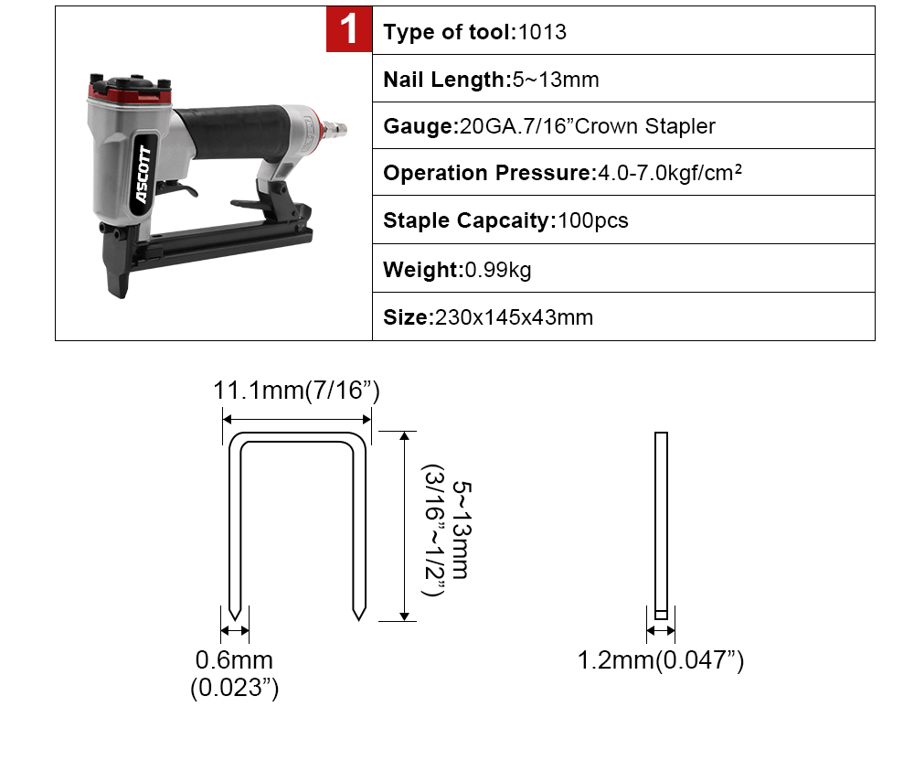 20GA 5-13mm 100 stks 1013j Ind - Woodworking Nail Gun recensie en prijs
