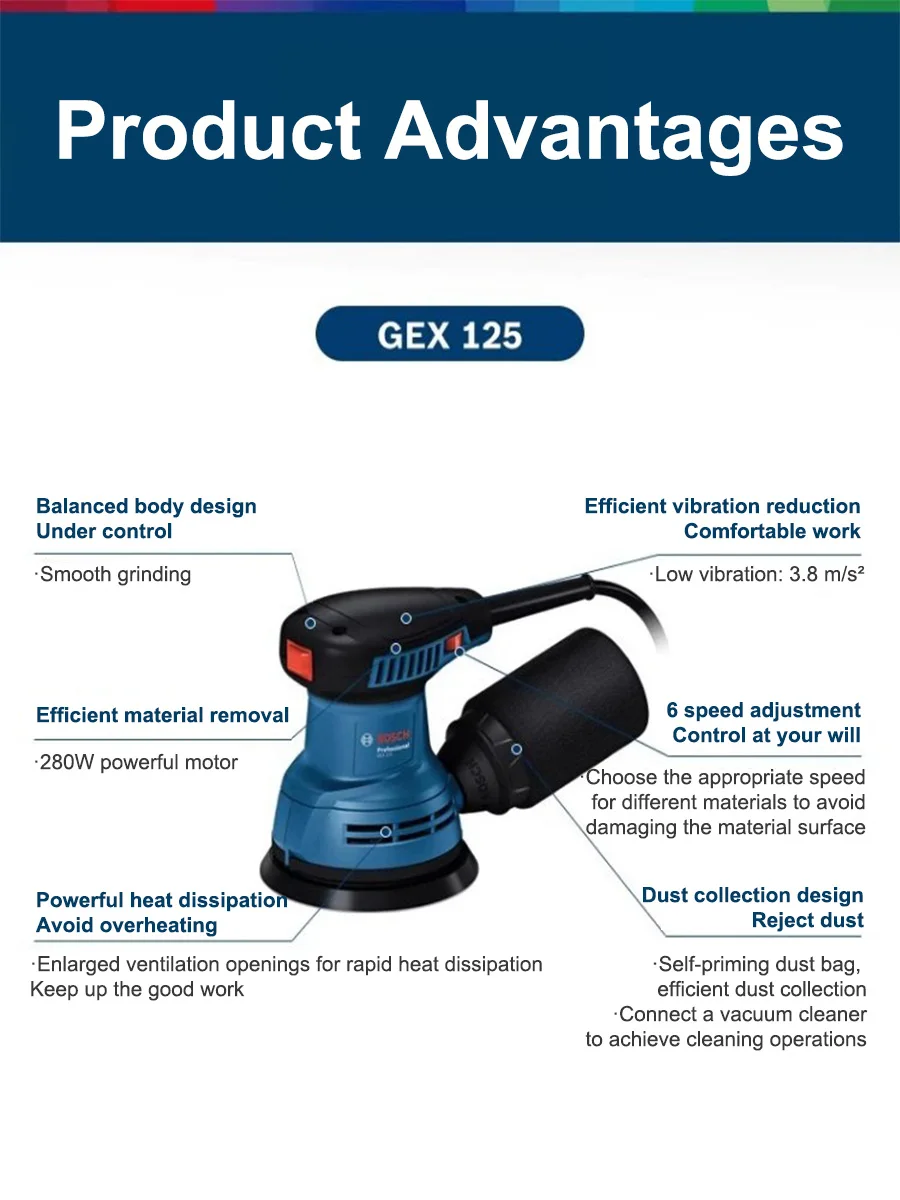 Bosch GEX125 280W Multifunctio - Woodworking Machines recensie en prijs